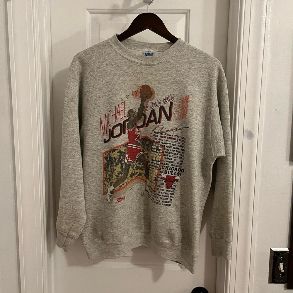 Vintage 1991 Salem Sportswear Michael Jordan Chicago Bulls Sweatshirt Gray Large